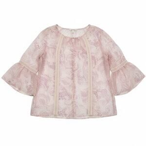 Lauren Conrad Light Pink Paisley Semi Sheer Boho Shirt Boho Romantic Cottage XL